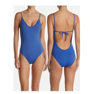 BECCA Rebecca Virtue Blue Iconic Minimalist Open Back One Piece Swimsuit Small